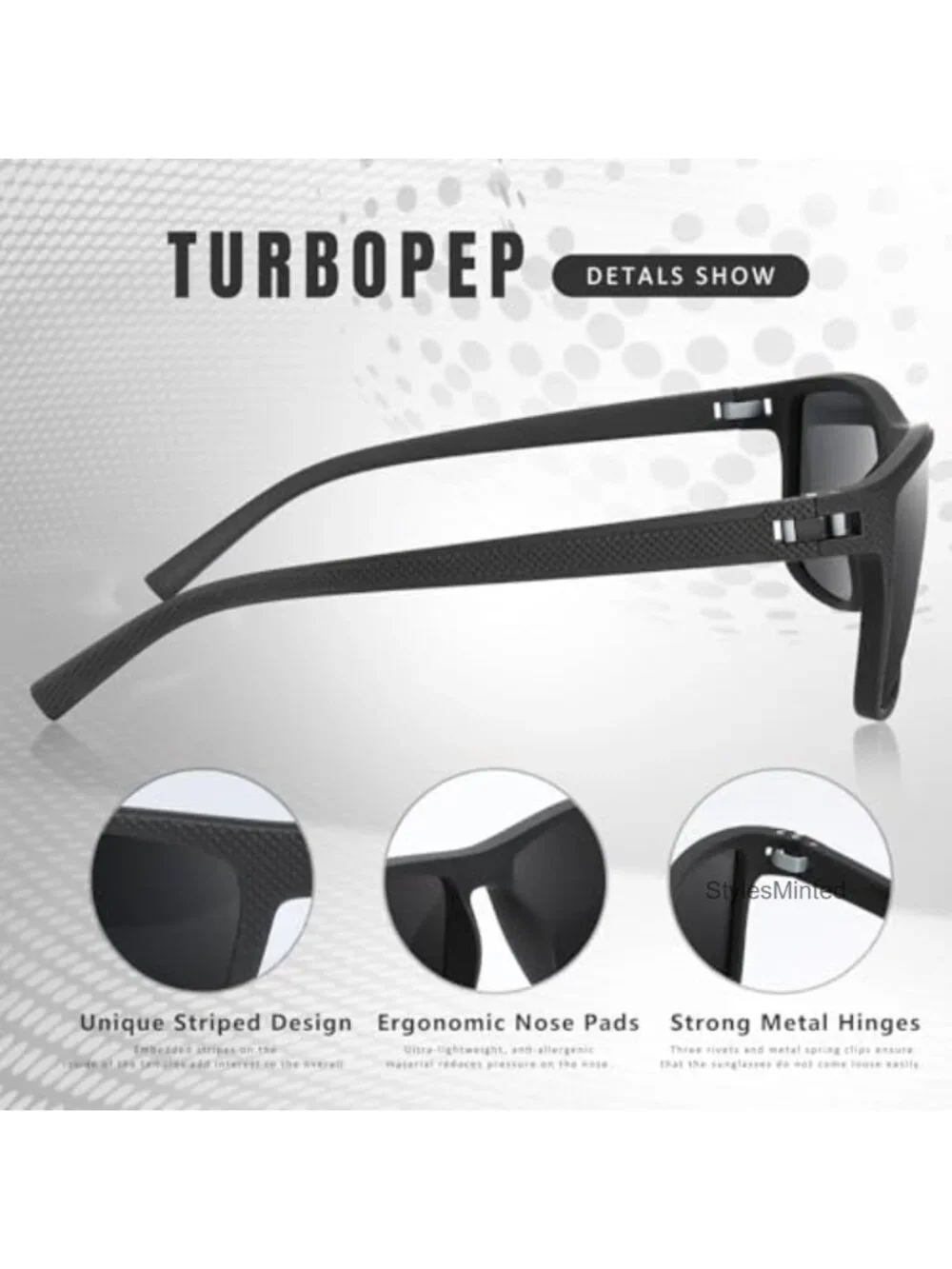 Square Polarized Sunglasses Lightweight Frame UV Protection